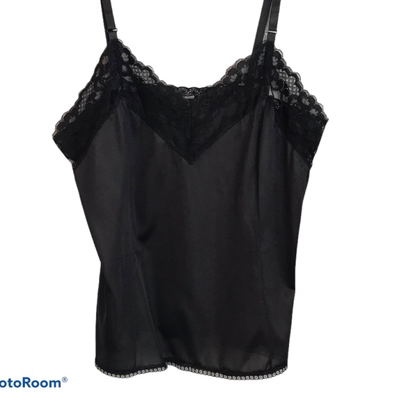 Camisole Top Black with Lace Slip Vintage Tank Top - Picture 1 of 6